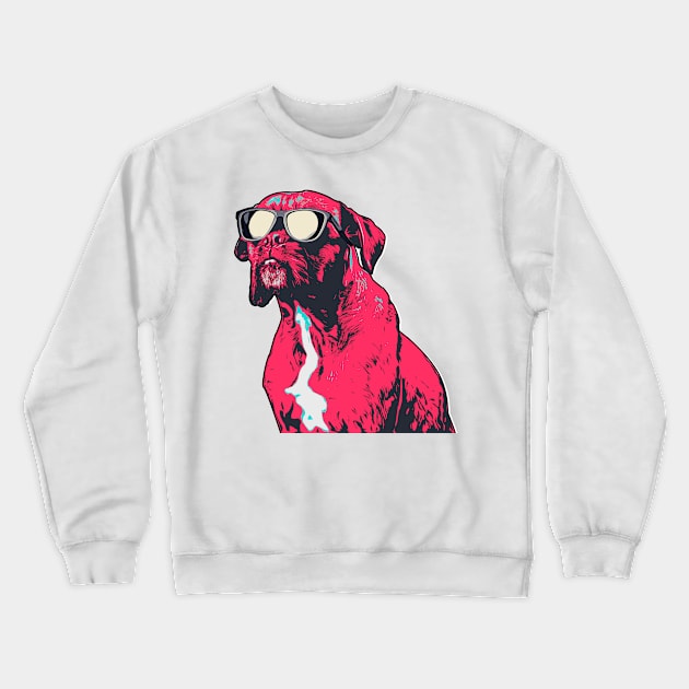 Cool Boxer Dog Wearing Sun Glasses Crewneck Sweatshirt by boholoc0